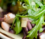 Mediterranean White Bean, Squid & Arugula Salad