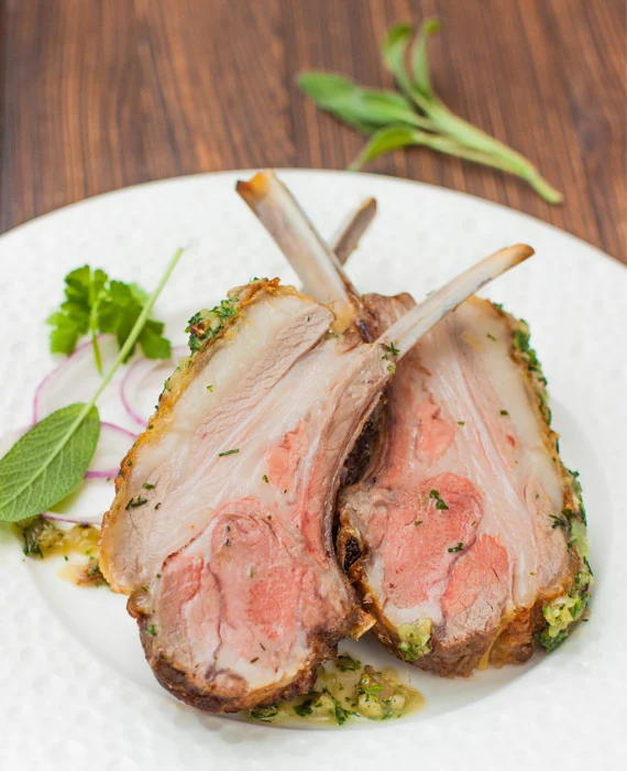 Herbed Rack of Lamb with Figs and Sauteed Spinach
