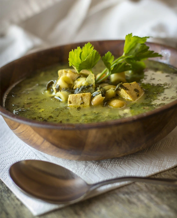 Chicken & Spinach Soup with Pesto