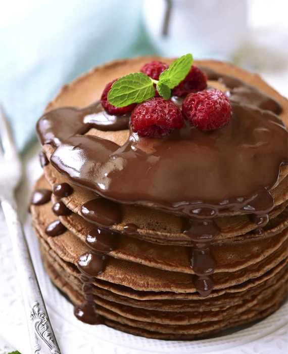 Paleo Chocolate Pancakes with Chocolate Glaze