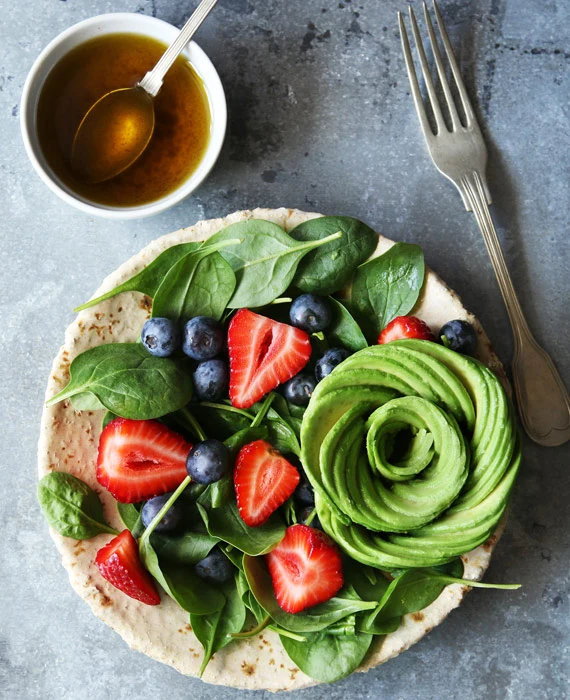 Spinach, Berry and Avocado Salad with Chicken and Balsamic Vinaigrette