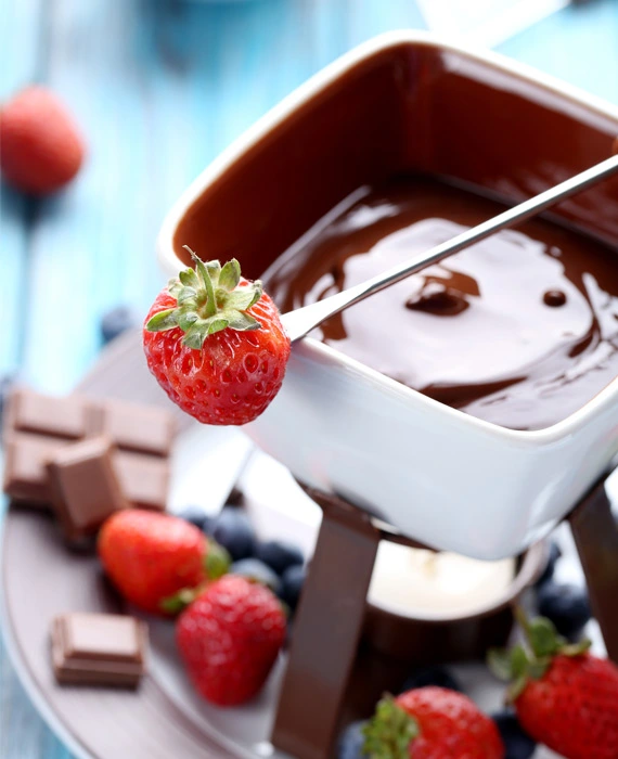 Dessert: Chocolate Fondue with Strawberries