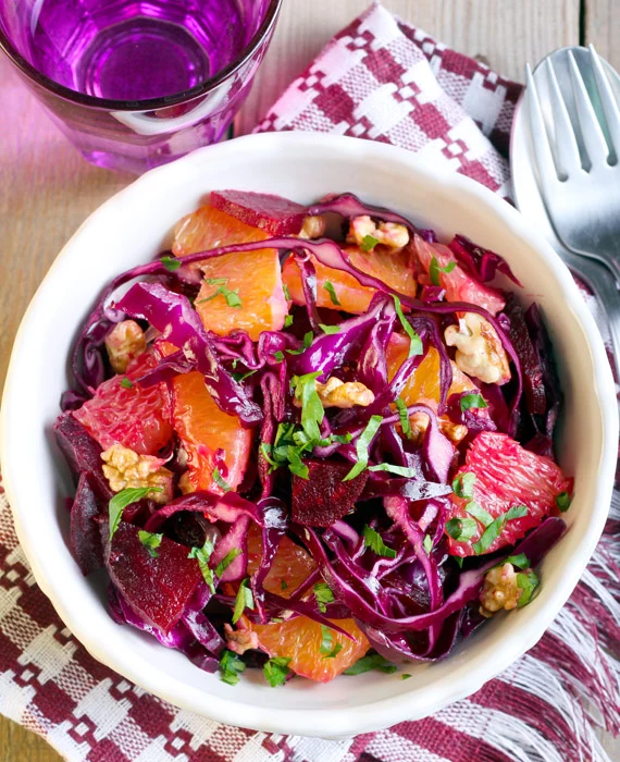 Red Cabbage, Grapefruit + Beet Salad with Chicken (AIP)