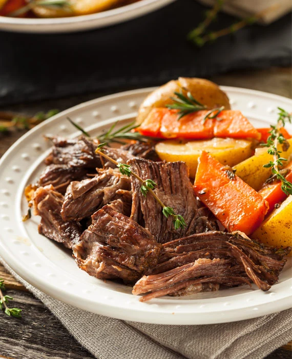 Instant Pot Beef Pot Roast with Roasted Carrots + Brussels 