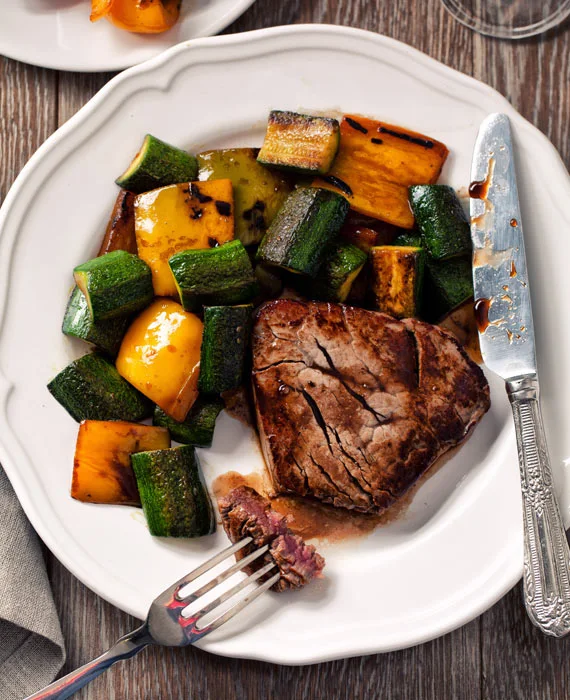 Grass-Fed Flank Steak with Summer Squash & Fresh Pesto