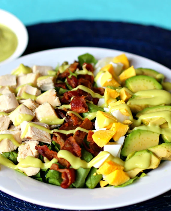 Keto Paleo Cobb Salad with Creamy Avocado Dressing