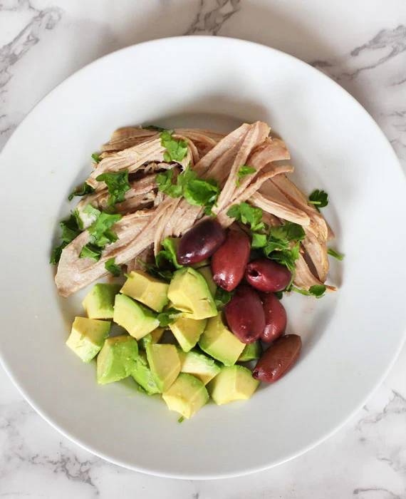 Instant Pot Garlic and Rosemary Pork Tenderloin with Olives and Avocado