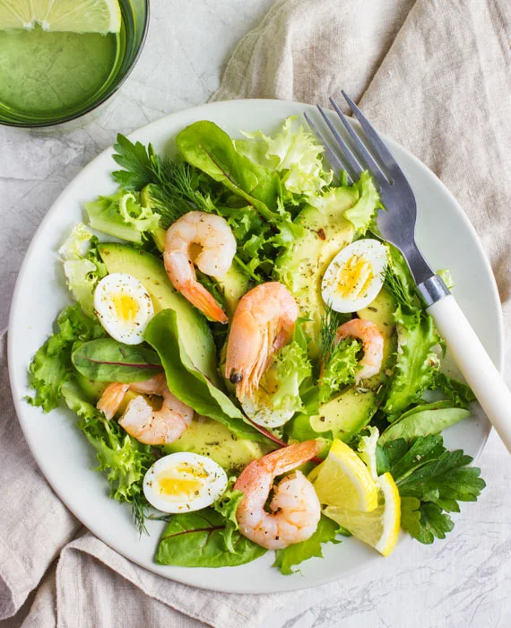 Shrimp, Egg and Avocado Salad with Lemon Vinaigrette