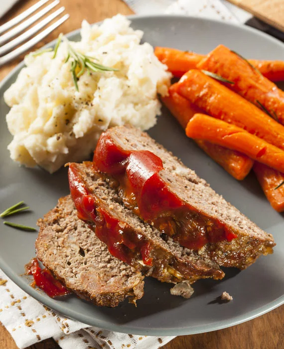 Primal Meatloaf, Fauxtatoes and Butter-Roasted Carrots 