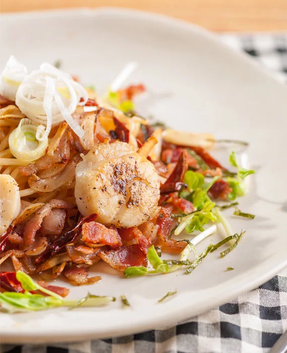 Scallop and Noodle Bacon Bowl