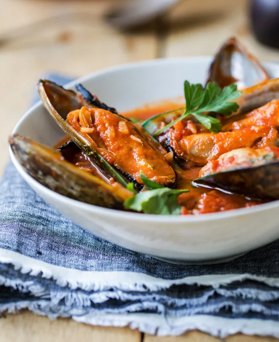 Mussels Fra Diavolo with Zoodles and Paleo Focaccia