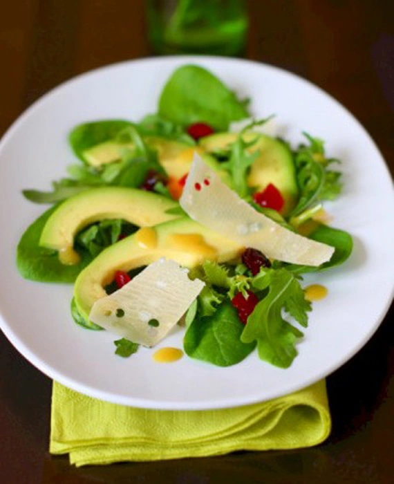 Simple Mixed Green Salad with Avocados