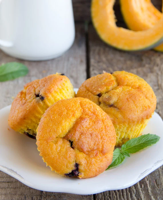 Pumpkin Chia Blueberry Muffins