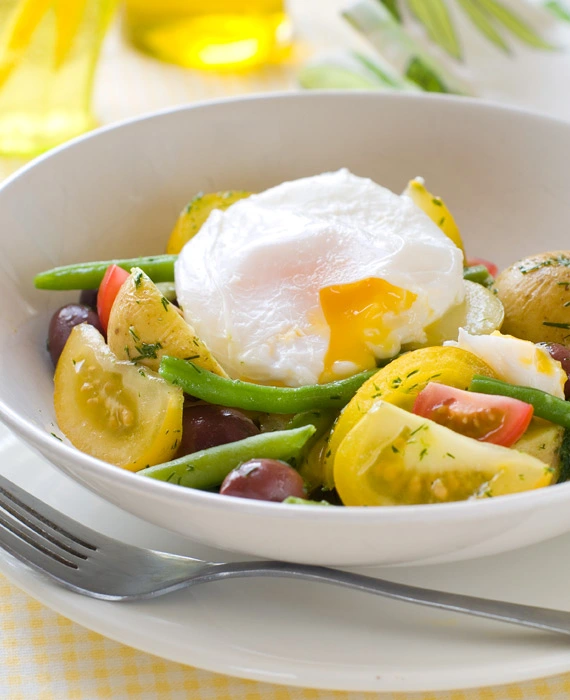 Vegetable Bowl with Fried Eggs