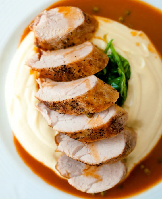 Keto Pan-Seared Chicken with Cauliflower Puree and Wilted Spinach