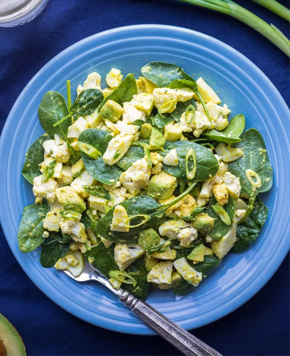 Egg and Spinach Salad with Scallions