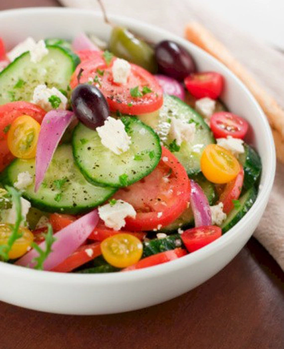 Quick Greek Salad with Primal Kitchen Greek Vinaigrette