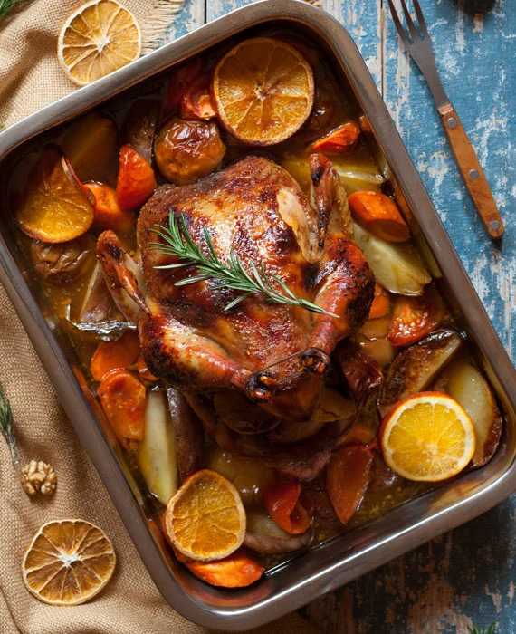 One-Pan Chicken with Fall Fruit 