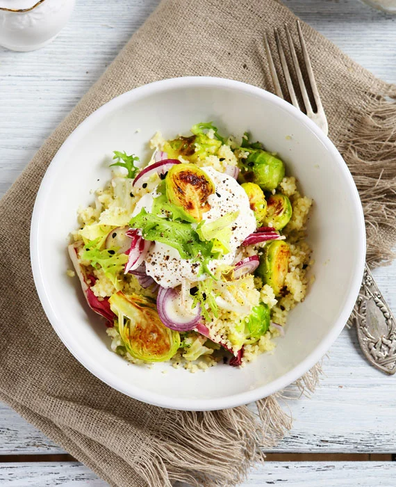 Brussels Sprout, Quinoa & Egg Bowl
