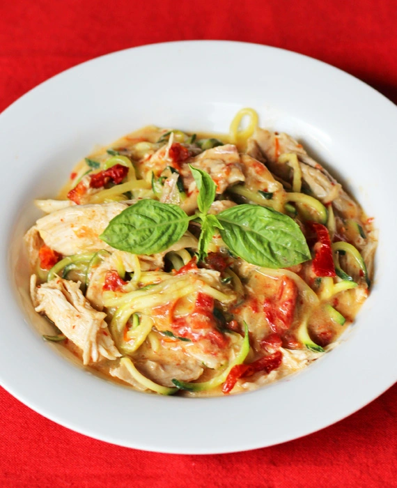 Paleo Sun-Dried Chicken Alfredo with Zoodles