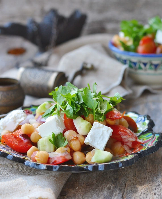 Chickpea and Heart of Palm Salad with Feta Cheese