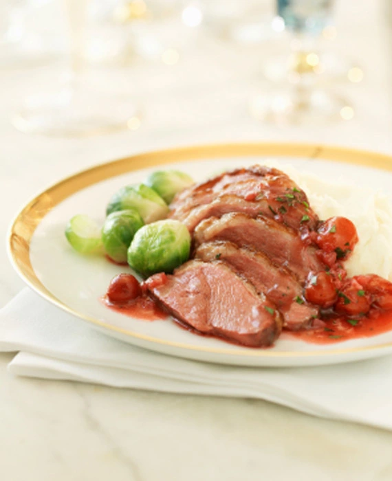 Slow Cooker Duck with Port, Mushroom and Tart Cherry Glaze  